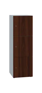 DOMINIT 33 úložná skříň 3-boxová, 1367x450x400 mm, korpus bílý, dvířka ořech královský